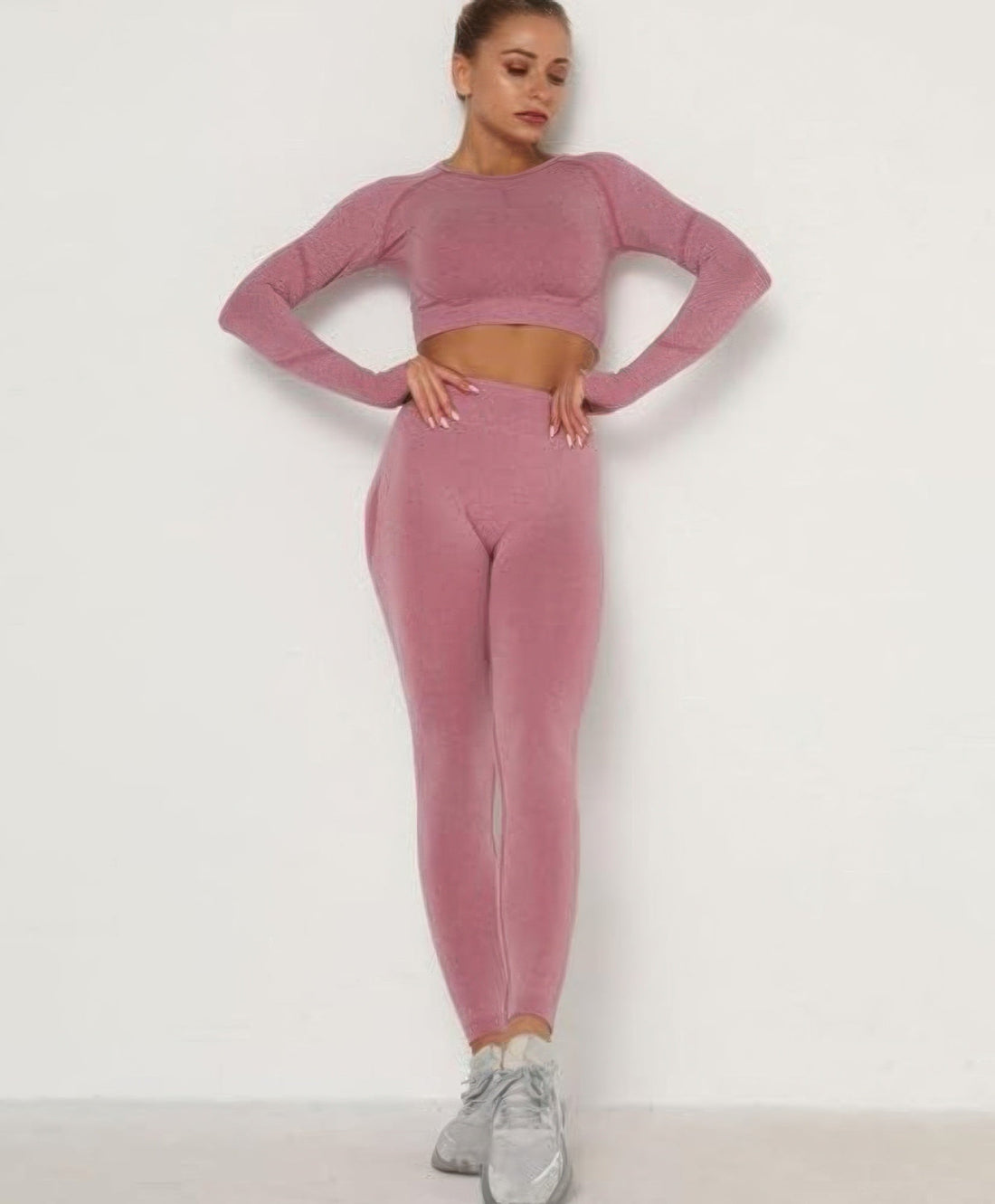 Women's Seamless Long Sleeve Top and Leggings Set