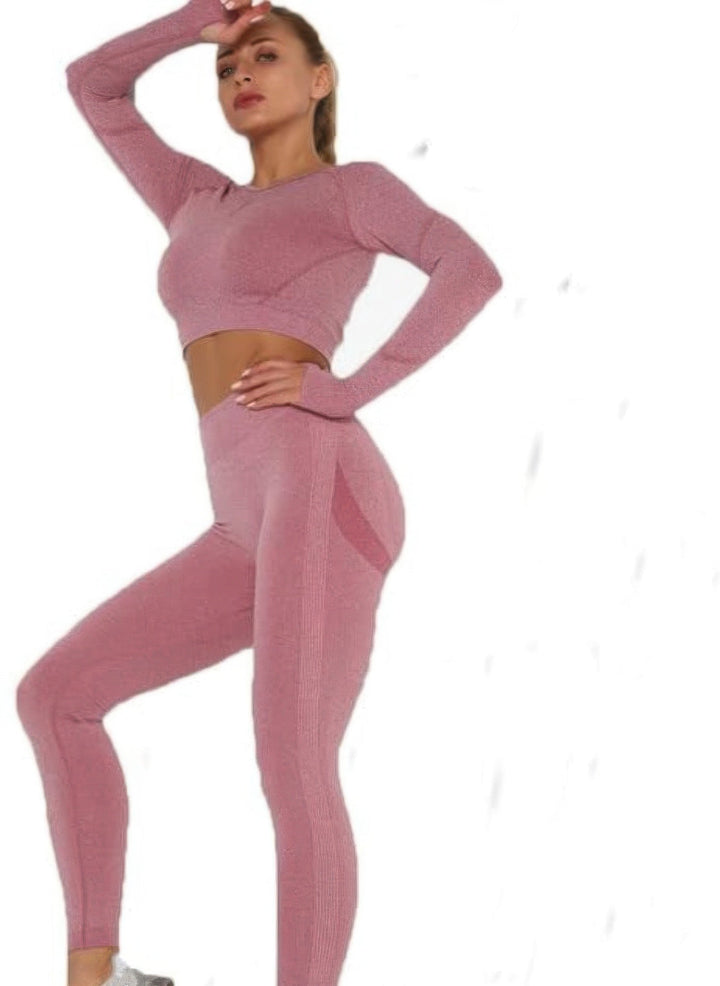 Women's Seamless Long Sleeve Top and Leggings Set
