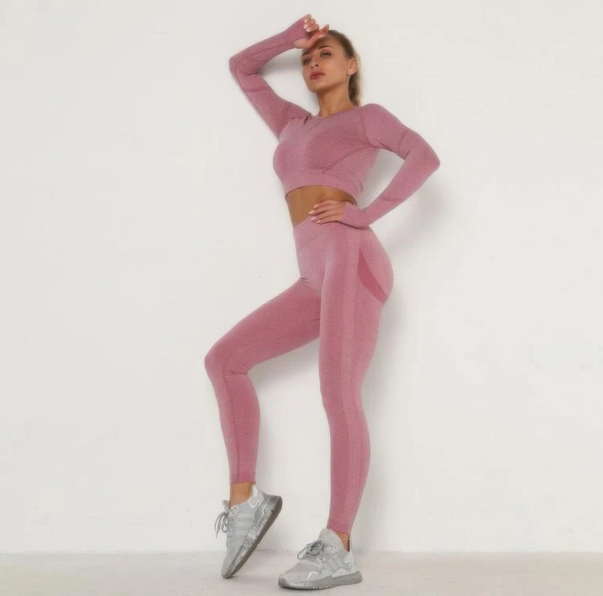 Women's Seamless Long Sleeve Top and Leggings Set