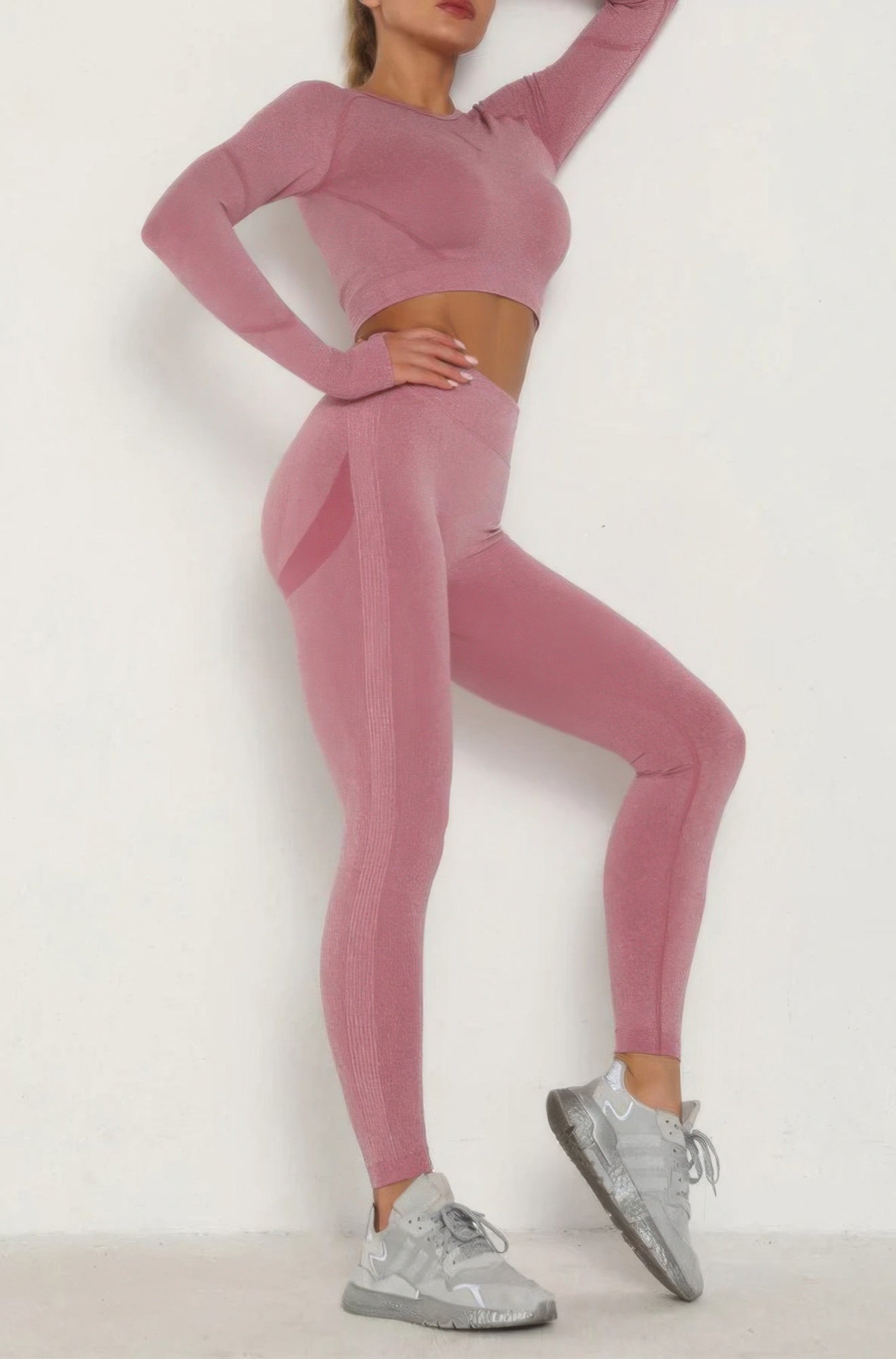 Women's Seamless Long Sleeve Top and Leggings Set