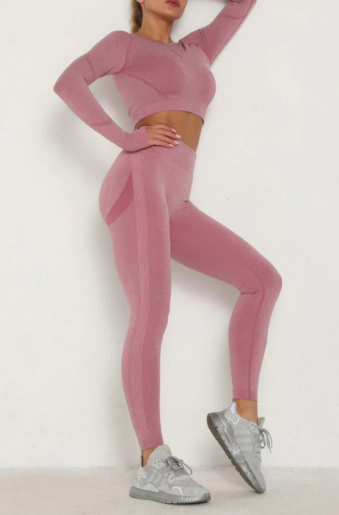 Women's Seamless Long Sleeve Top and Leggings Set