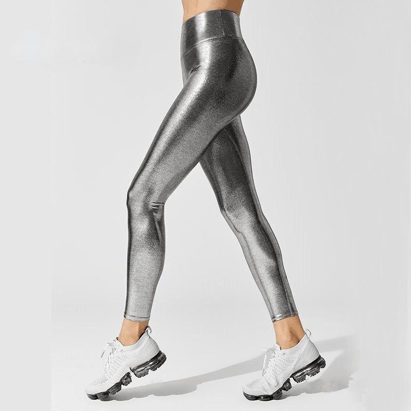 Women's Shape Relaxed Fit High Waist Shiny Graduated Compression Travel Leggings