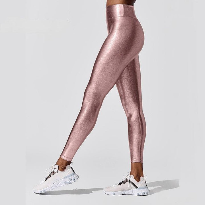 Women's Shape Relaxed Fit High Waist Shiny Graduated Compression Travel Leggings