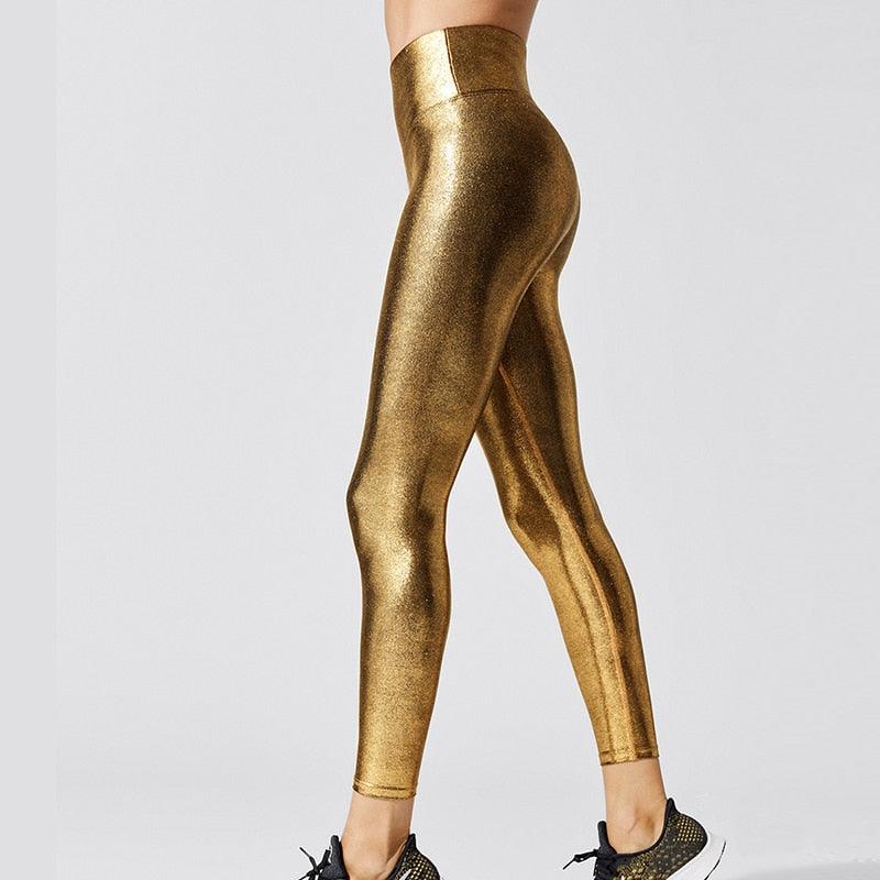 Women's Shape Relaxed Fit High Waist Shiny Graduated Compression Travel Leggings