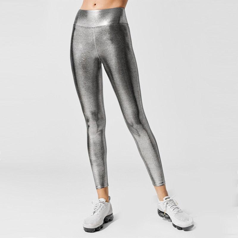 Women's Shape Relaxed Fit High Waist Shiny Graduated Compression Travel Leggings