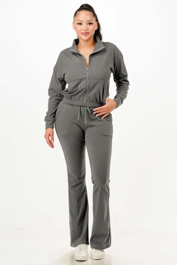 Women's Soft Zip-up Track Suit Set
