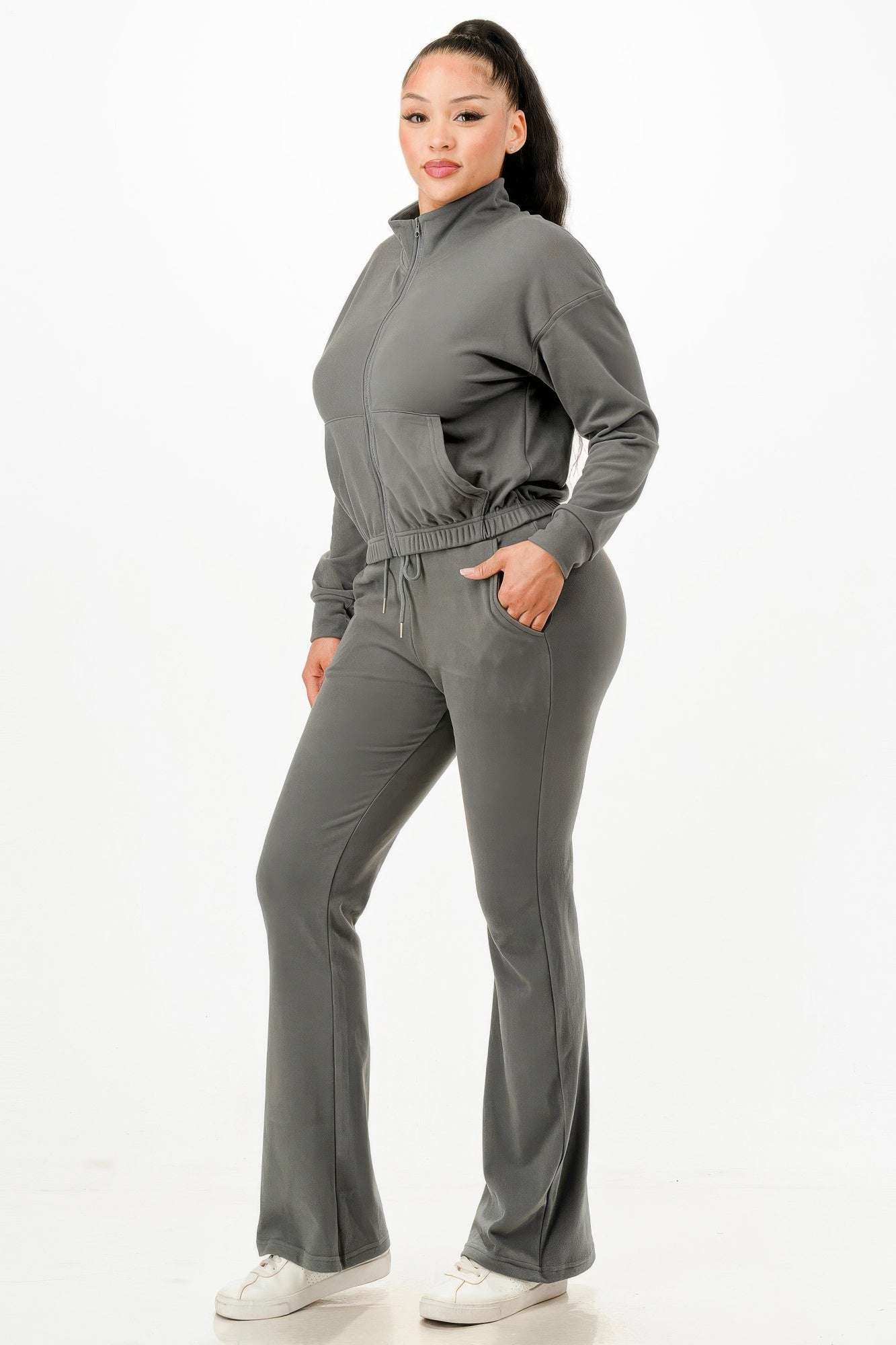 Women's Soft Zip-up Track Suit Set