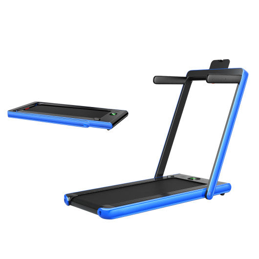 2 in 1 Folding Treadmill 2.25HP with APP Speaker Remote Control-Navy