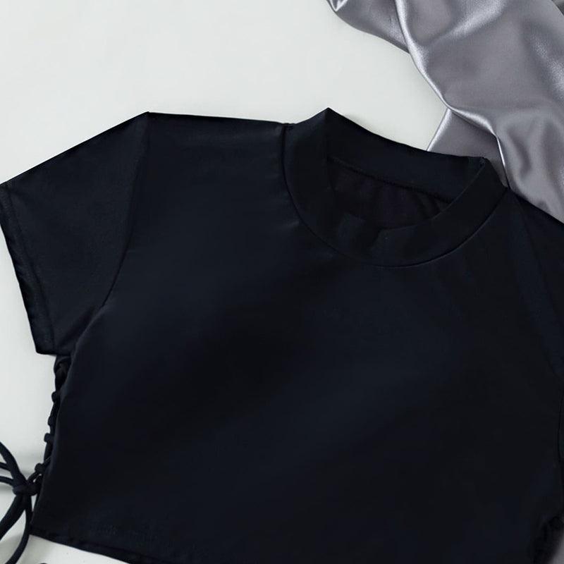 Women's Two Piece Sport Athletic Long Sleeve Bikinis Swimsuits