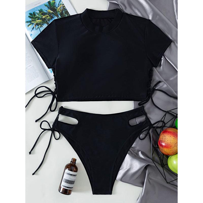 Women's Two Piece Sport Athletic Long Sleeve Bikinis Swimsuits