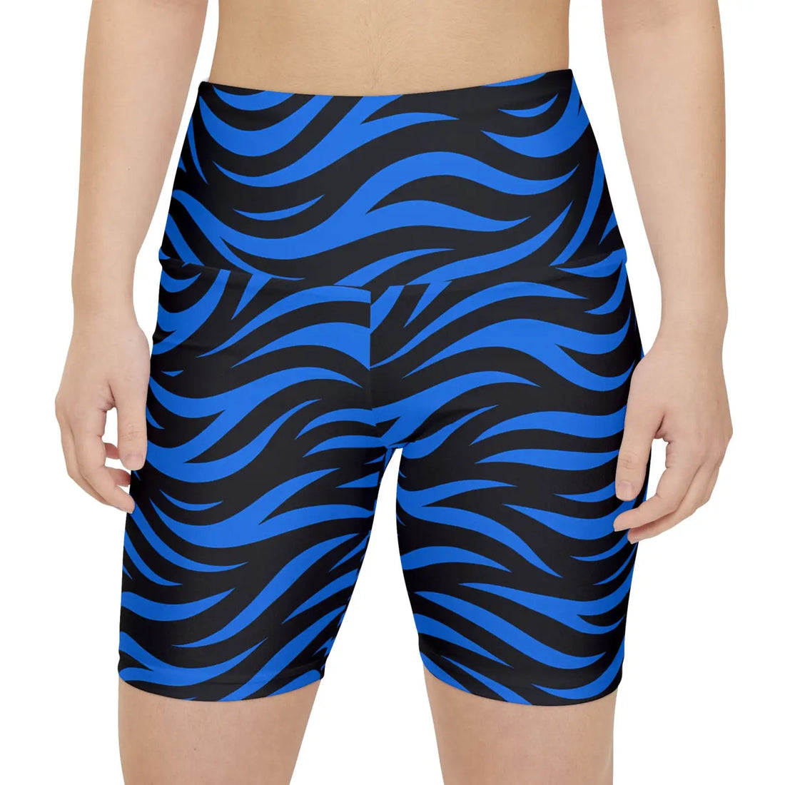 Women's Stylish Blue Striped Workout Shorts