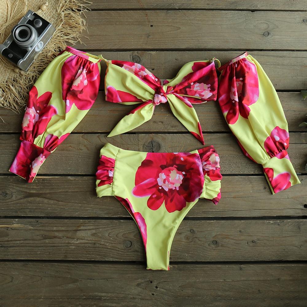 Women's Trendy Long Sleeve High Waist Swimsuit