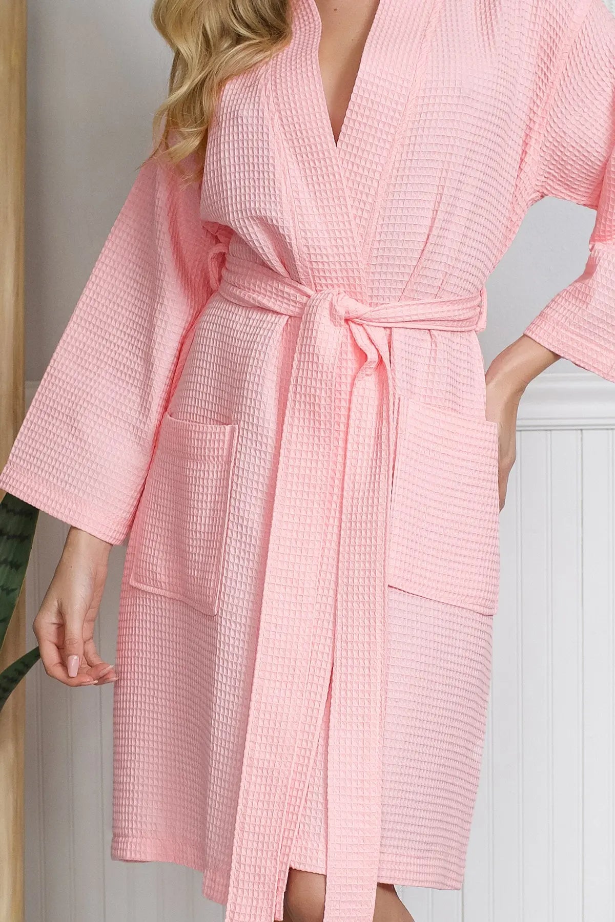 Women's Knee-Length Waffle Robe