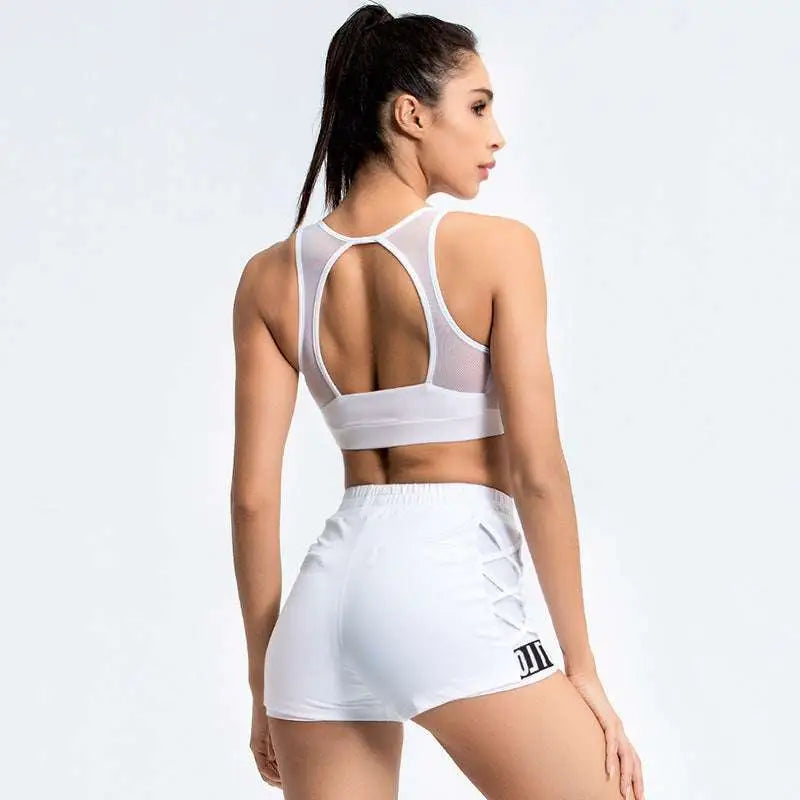 Women's White Mesh Yoga Activewear Set