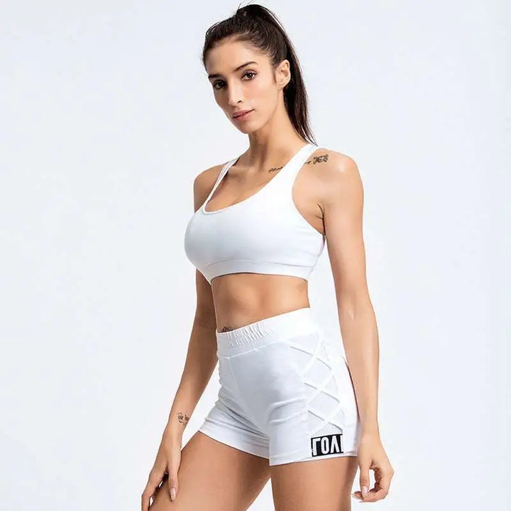 Women's White Mesh Yoga Activewear Set