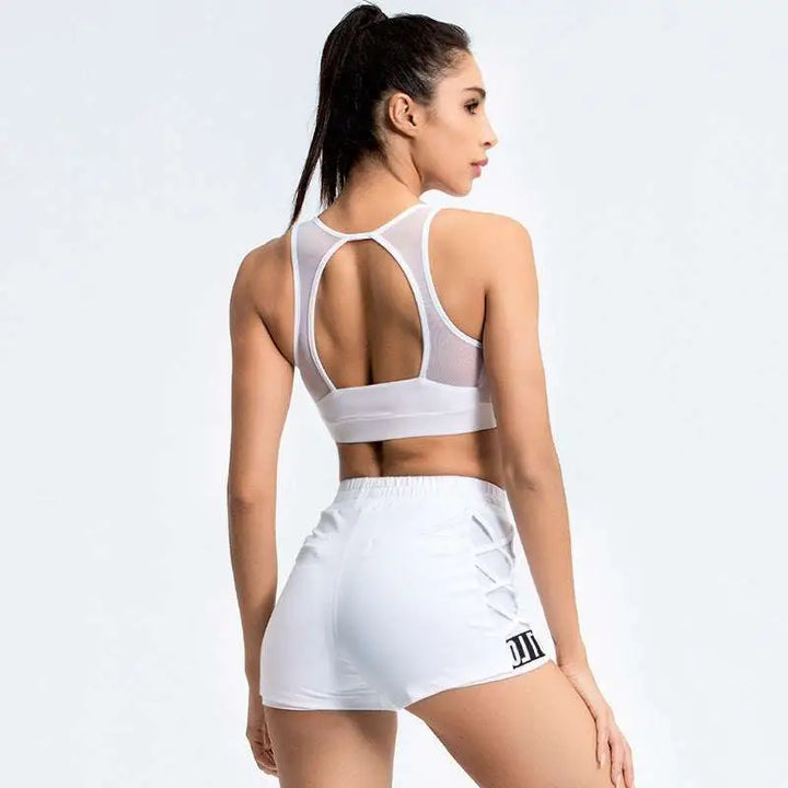 Women's White Mesh Yoga Activewear Set