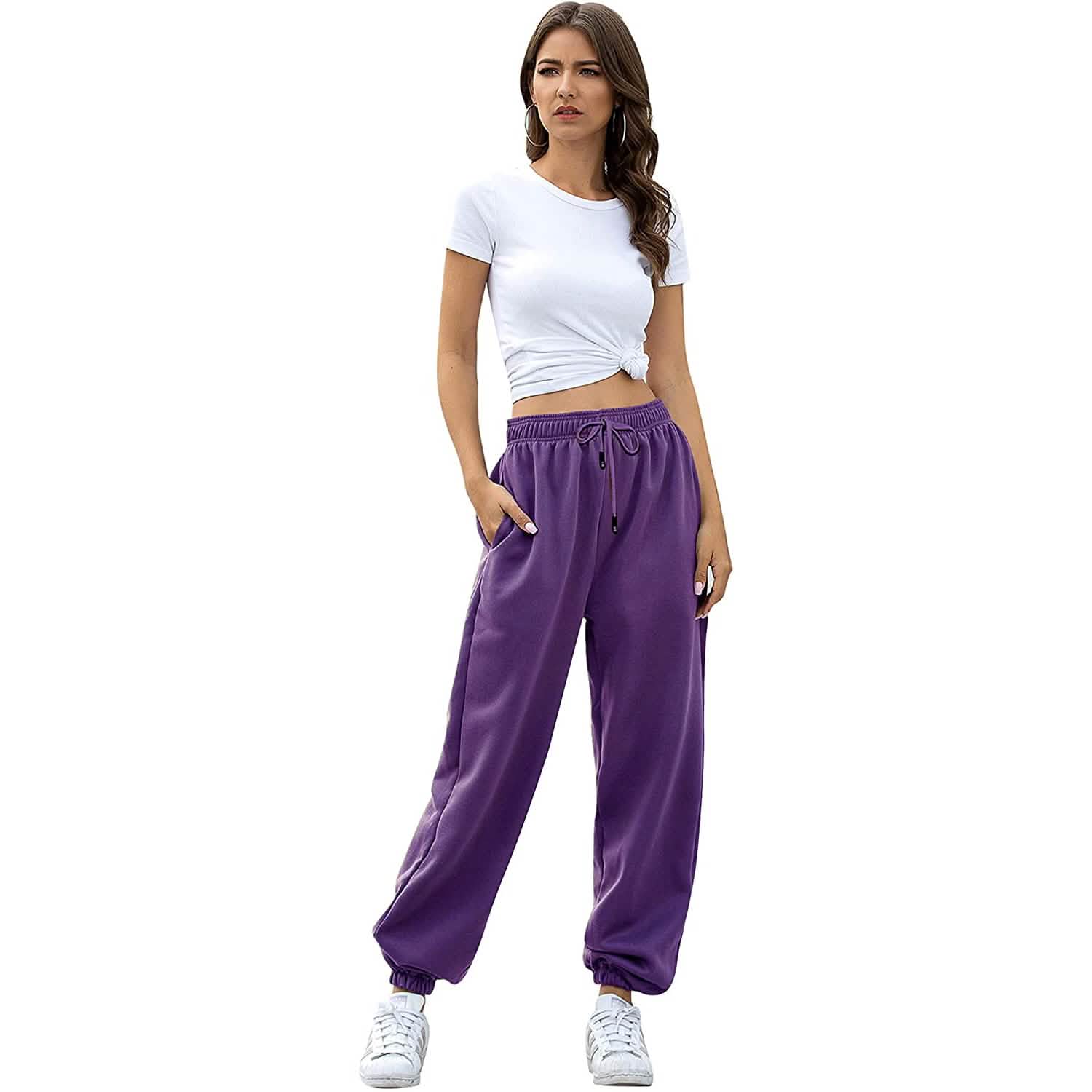 Women's Belted Sweatpants with Pockets