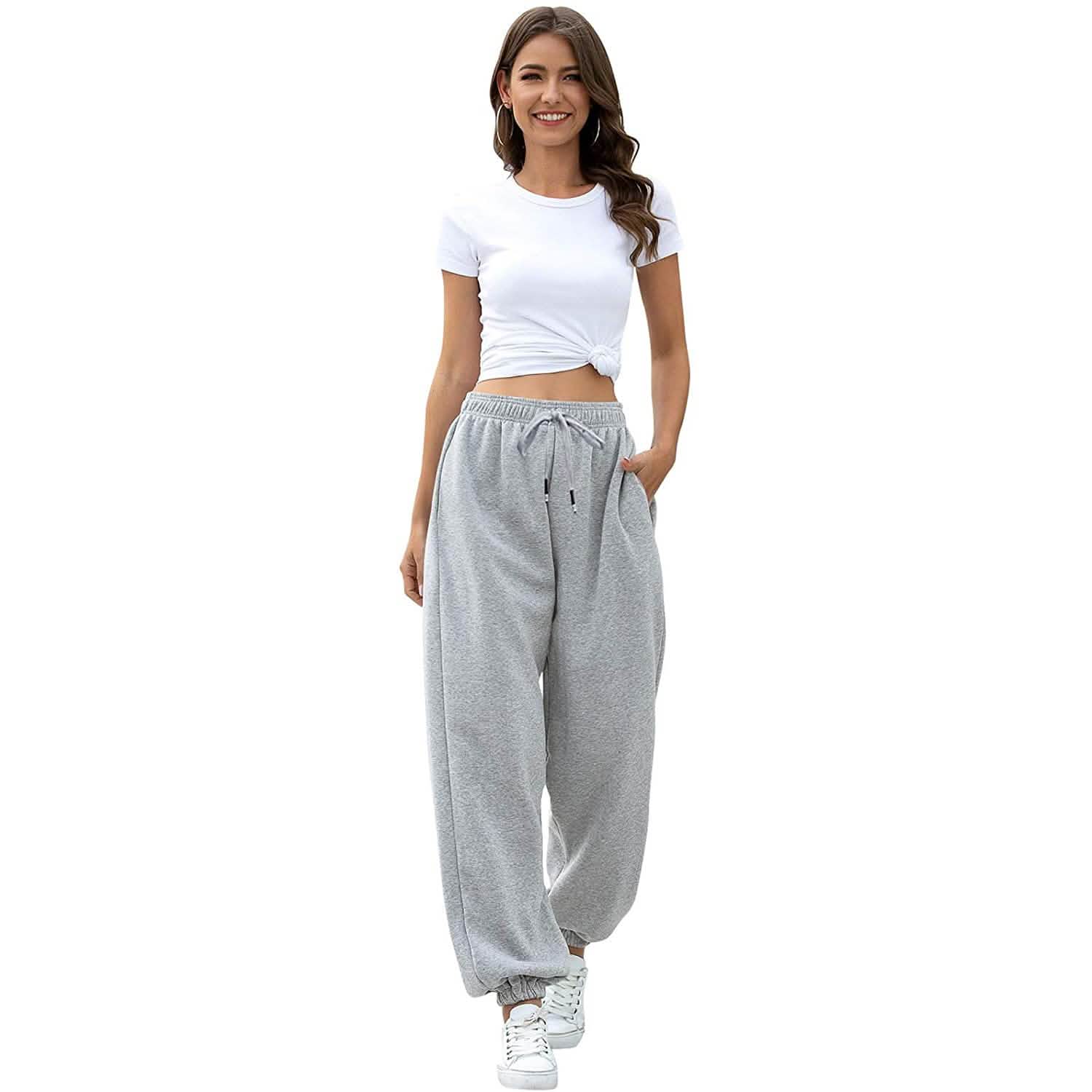 Women's Belted Sweatpants with Pockets