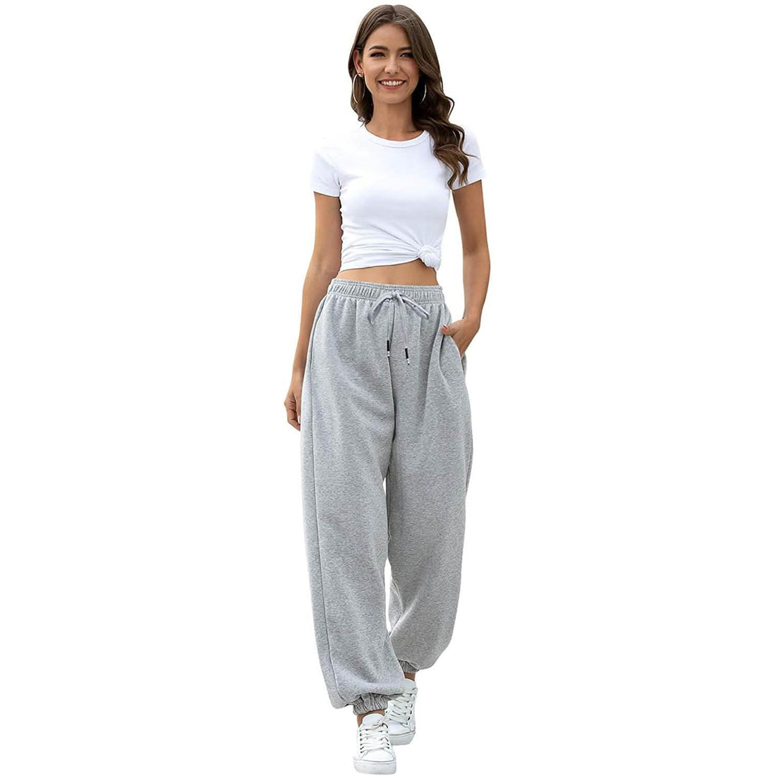 Women's Belted Sweatpants with Pockets