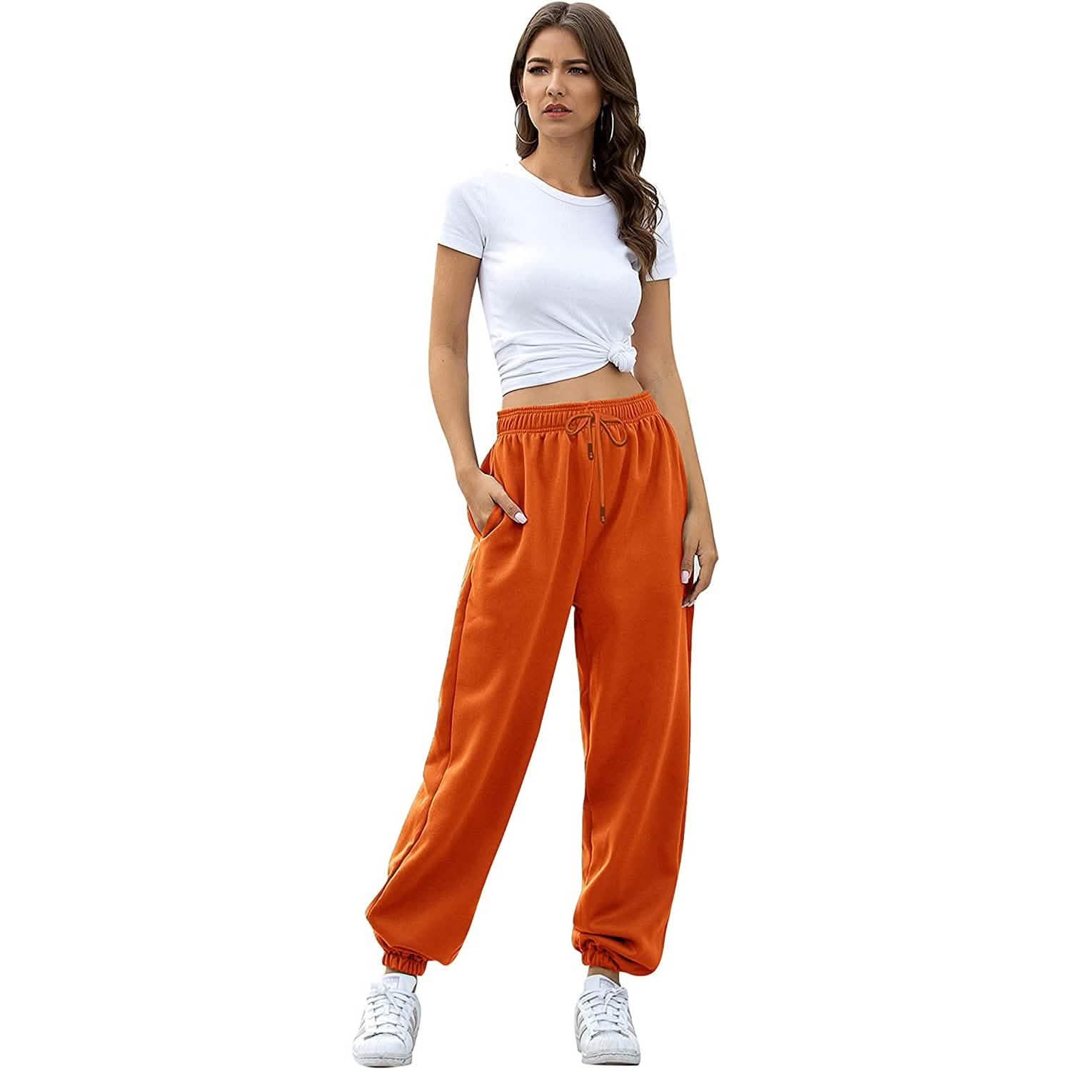 Women's Belted Sweatpants with Pockets